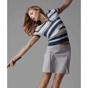 L’Etoile Sport Women’s Striped Tennis Polo – Size Small – Blue & White – Golf